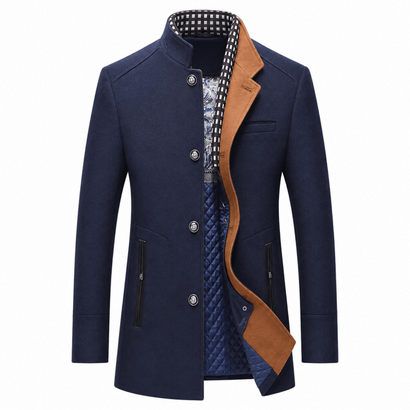 Jacket Herren blau tailliert mit abnehmbarem Kragen - 2 - Atelier-Zofia