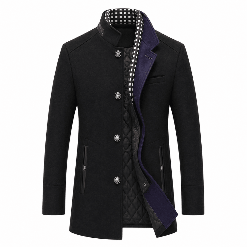 Jacket Herren blau tailliert mit abnehmbarem Kragen - 4 - Atelier-Zofia