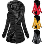 Jacke Damen schwarz tailliert mit Kapuze und Reißverschluss - 1 - Atelier-Zofia