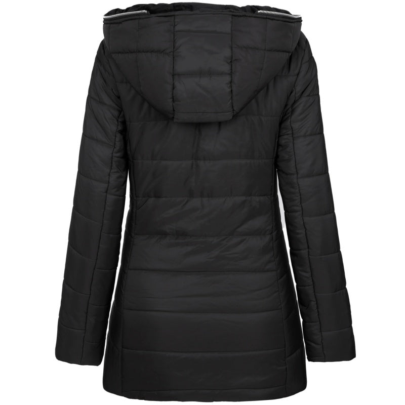 Jacke Damen schwarz tailliert mit Kapuze und Reißverschluss - 2 - Atelier-Zofia