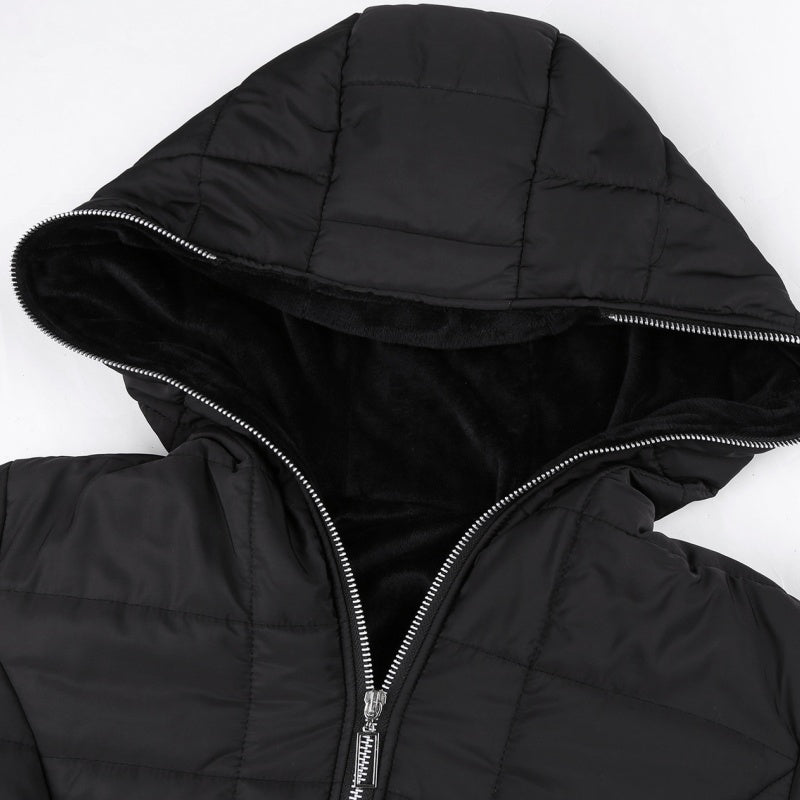 Jacke Damen schwarz tailliert mit Kapuze und Reißverschluss - 9 - Atelier-Zofia