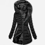 Jacke Damen schwarz tailliert mit Kapuze und Reißverschluss - 11 - Atelier-Zofia