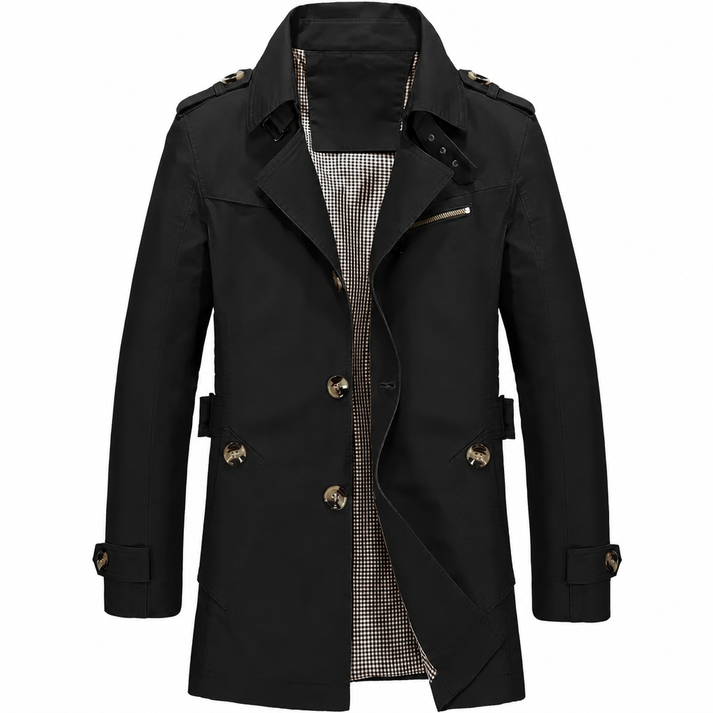 Jacke Herren schwarz tailliert mit doppelter Knopfleiste - 1 - Atelier-Zofia