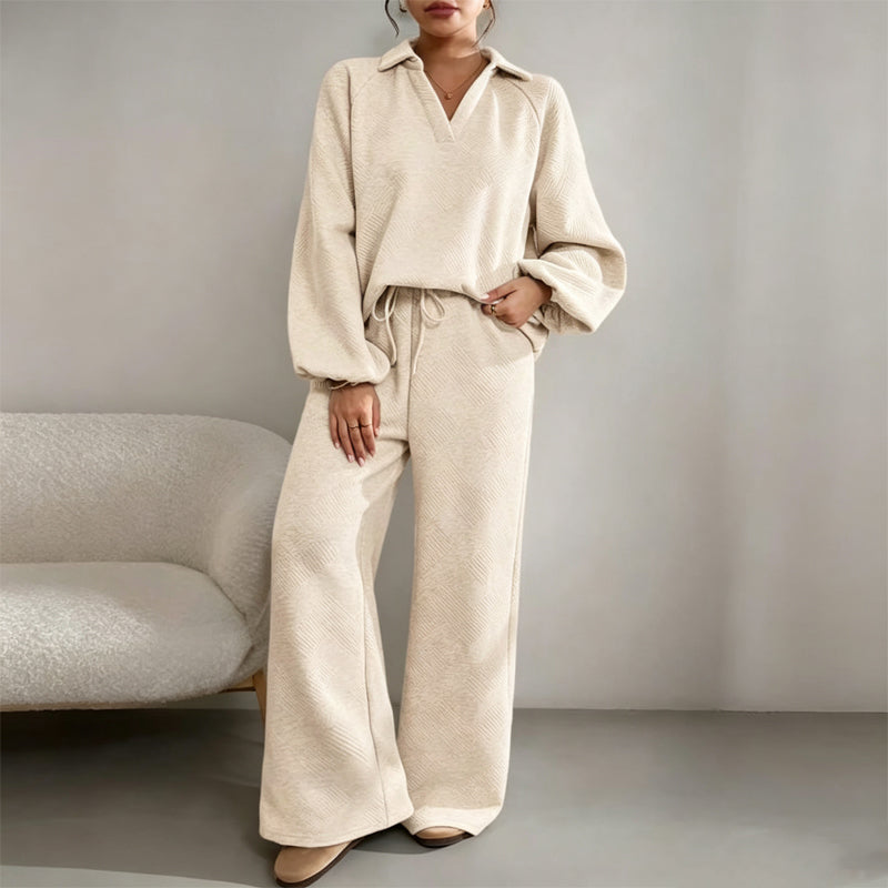 Outfit Damen beige lässig mit weitem Schnitt und Gürtel - 3 - Atelier-Zofia