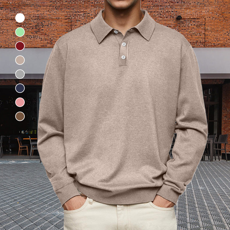 Pullover Herren rot mit klassischem Schnitt und Knopfleiste - 1 - Atelier-Zofia