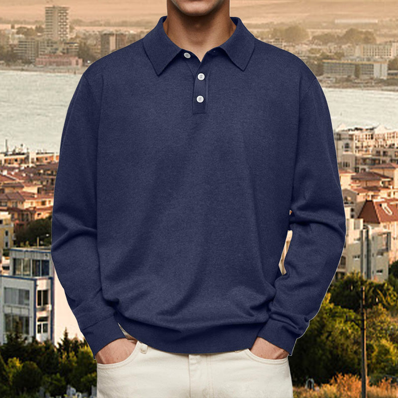Pullover Herren rot mit klassischem Schnitt und Knopfleiste - 3 - Atelier-Zofia