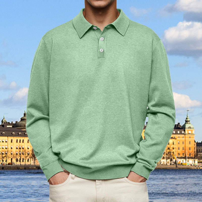 Pullover Herren rot mit klassischem Schnitt und Knopfleiste - 5 - Atelier-Zofia