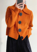 Cardigan Damen orange lässig mit großen Knöpfen - 1 - Atelier-Zofia