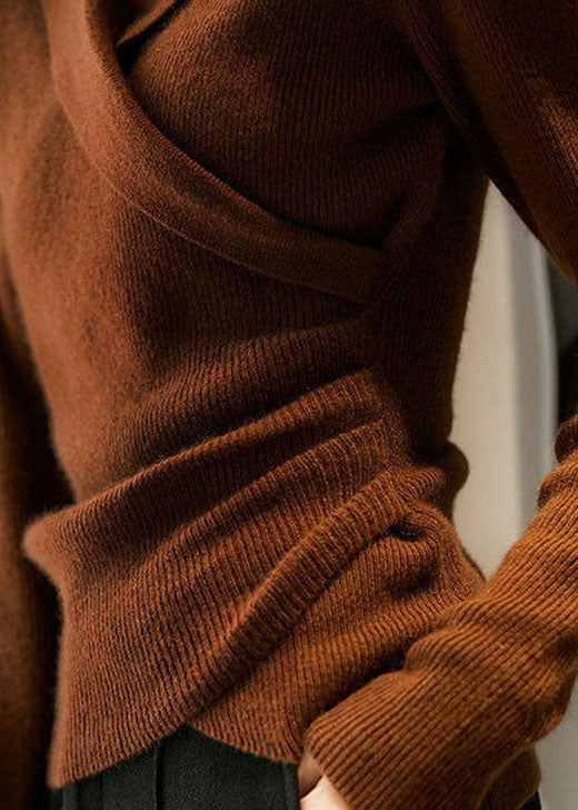 Pullover Damen rot figurbetont mit Reverskragen - 7 - Atelier-Zofia