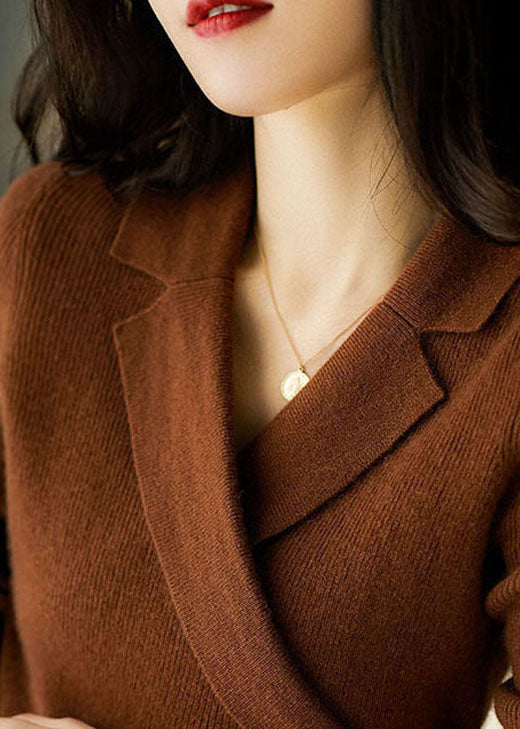 Pullover Damen rot figurbetont mit Reverskragen - 8 - Atelier-Zofia