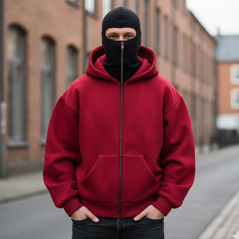 Hoodie Herren schwarz mit praktischer Kapuze und Taschen - 4 - Atelier-Zofia