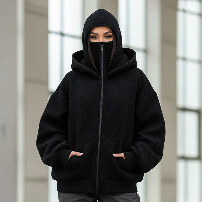 Hoodie Herren schwarz mit praktischer Kapuze und Taschen - 6 - Atelier-Zofia