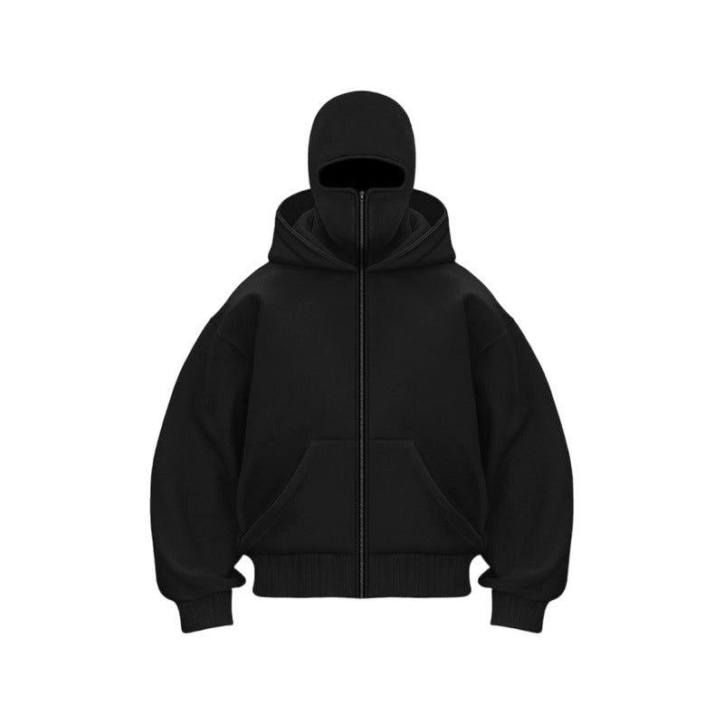 Hoodie Herren schwarz mit praktischer Kapuze und Taschen - 9 - Atelier-Zofia