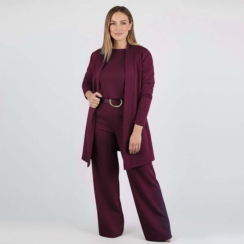 Outfit Damen beige tailliert mit Cardigan und weitem Schnitt - 8 - Atelier-Zofia