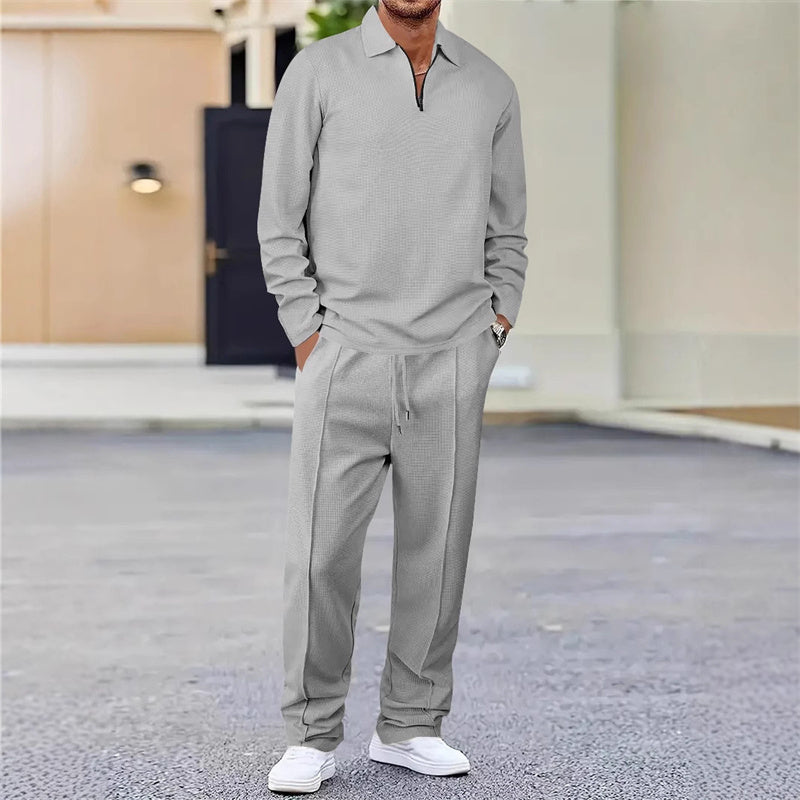 Outfit Men schwarz lässig mit Quarter-Zip und bequemen Hosen - 2 - Atelier-Zofia