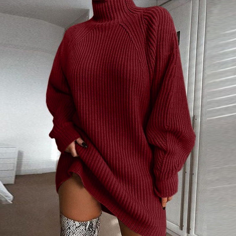Kleid Damen grau figurbetont mit Stehkragen und langen Ärmeln - 12 - Atelier-Zofia
