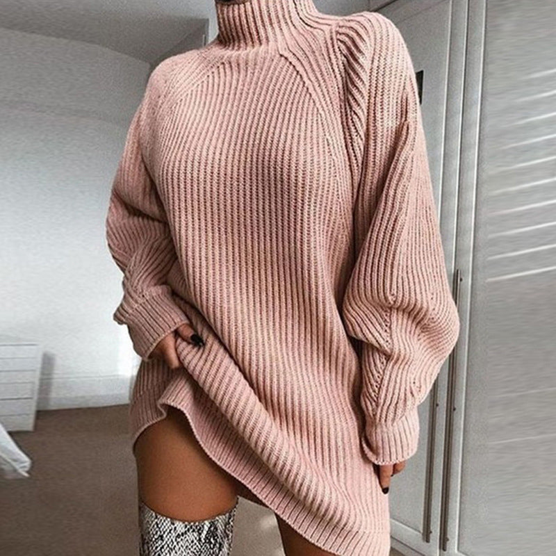 Kleid Damen grau figurbetont mit Stehkragen und langen Ärmeln - 13 - Atelier-Zofia