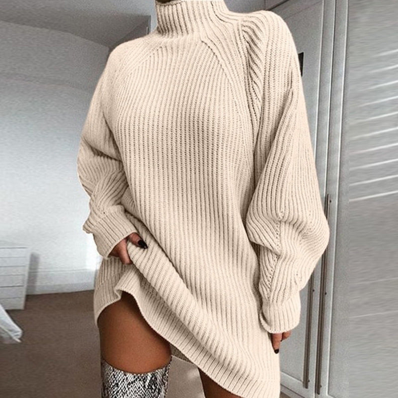 Kleid Damen grau figurbetont mit Stehkragen und langen Ärmeln - 14 - Atelier-Zofia