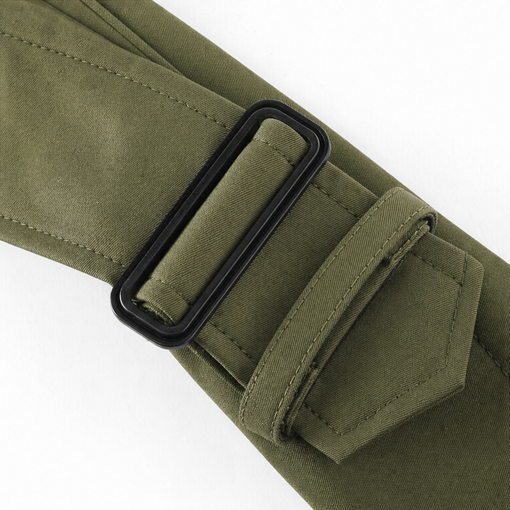 Trenchcoat Damen olivgrün tailliert mit doppelter Knopfleiste - 10 - Atelier-Zofia