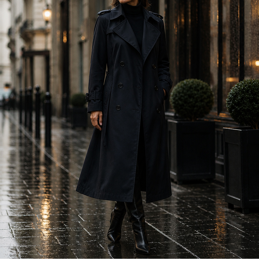 Trenchcoat Damen olivgrün tailliert mit doppelter Knopfleiste - 13 - Atelier-Zofia