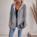 Jacke Damen grau tailliert mit Kapuze und Reißverschluss - 11 - Atelier-Zofia