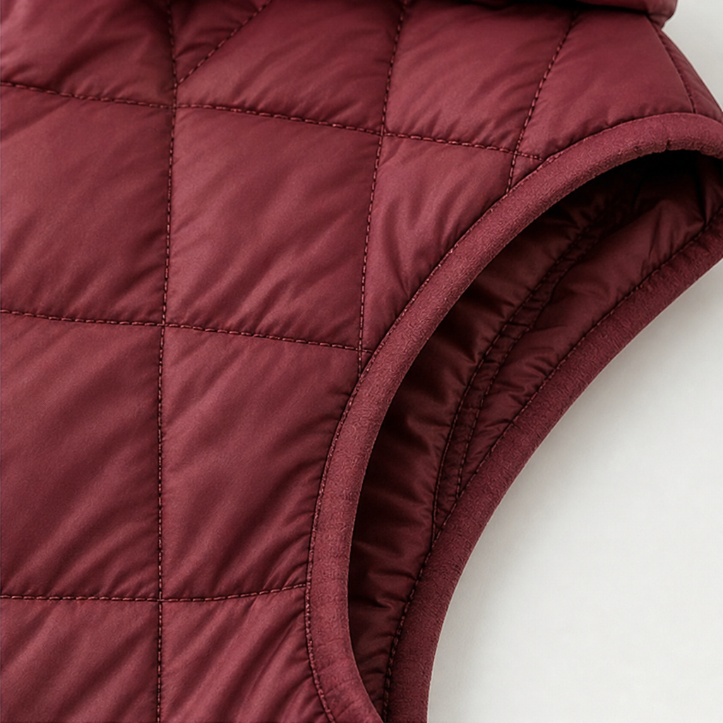 Weste Damen bordeaux mit Kapuze und Steppdesign - 8 - Atelier-Zofia
