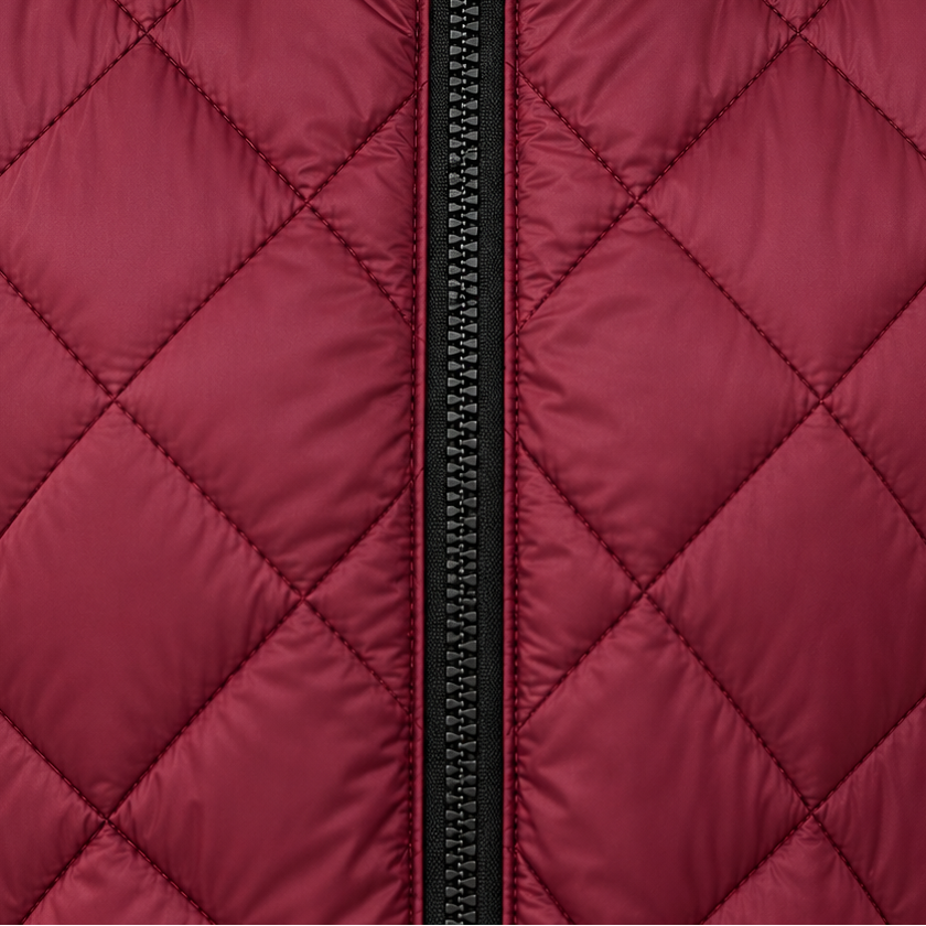 Weste Damen bordeaux mit Kapuze und Steppdesign - 10 - Atelier-Zofia