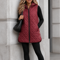 Weste Damen bordeaux mit Kapuze und Steppdesign - 13 - Atelier-Zofia