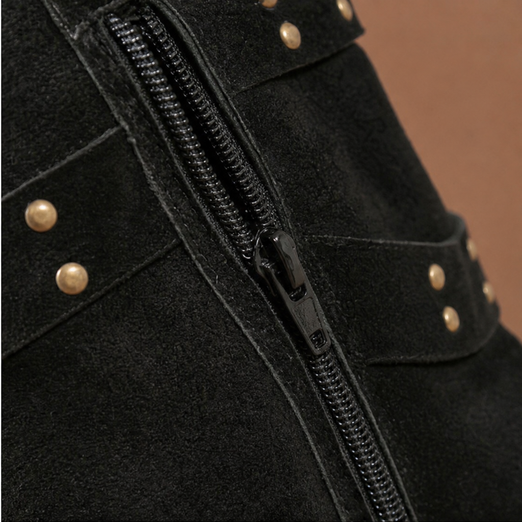 Stiefeletten Damen schwarz figurbetont mit Nieten - 8 - Atelier-Zofia