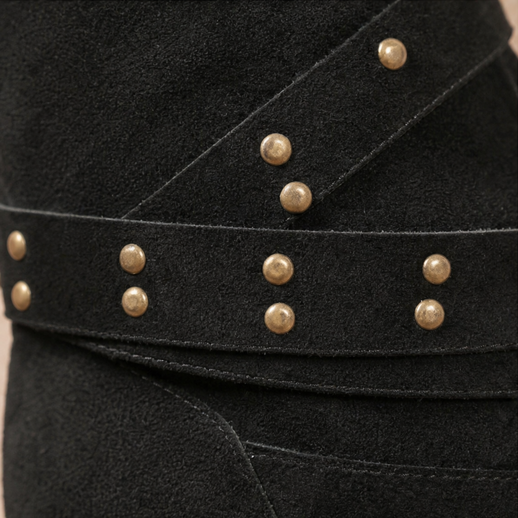 Stiefeletten Damen schwarz figurbetont mit Nieten - 9 - Atelier-Zofia