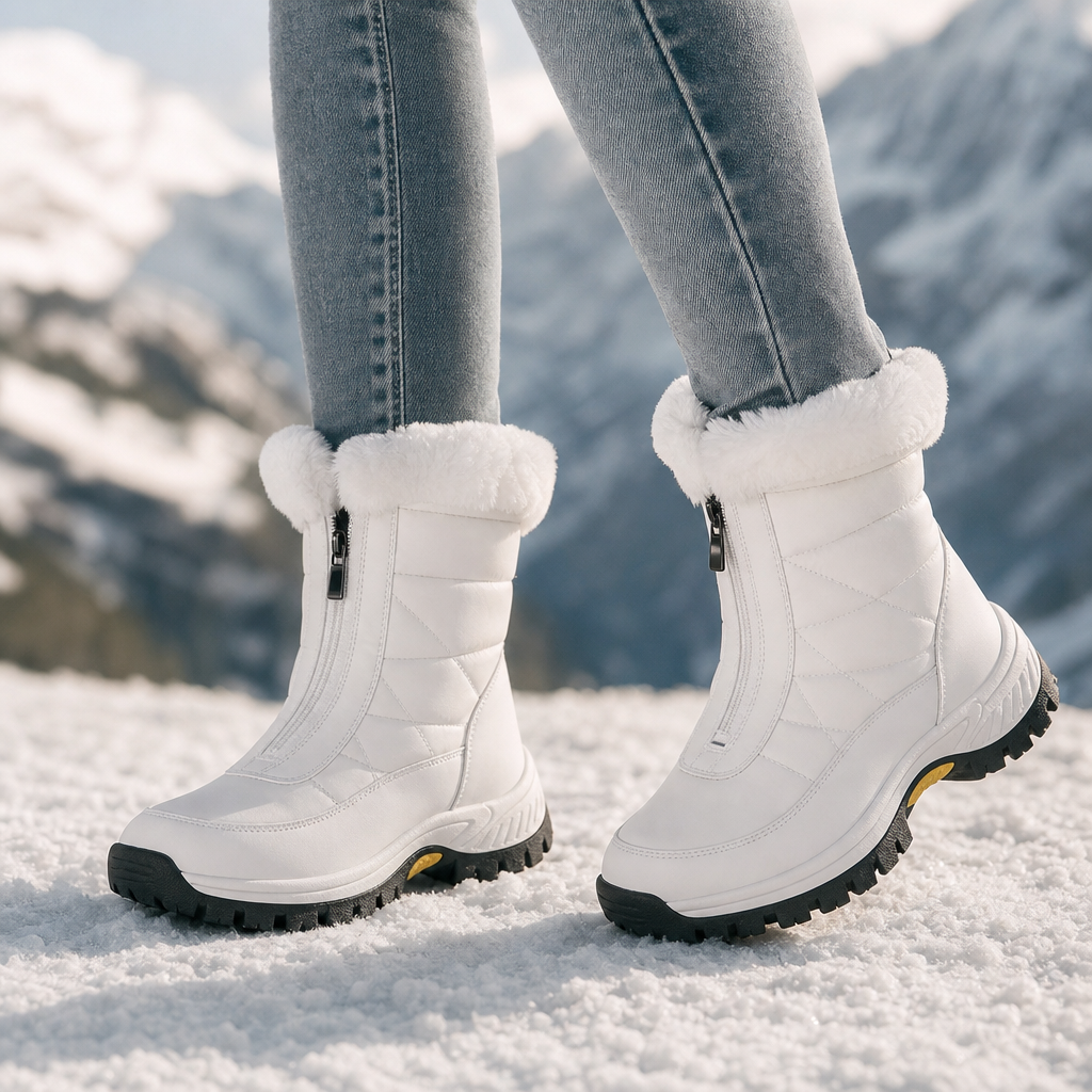 Damen Stiefel weiß tailliert mit Futter und seitlichem Reißverschluss - 1 - Atelier-Zofia