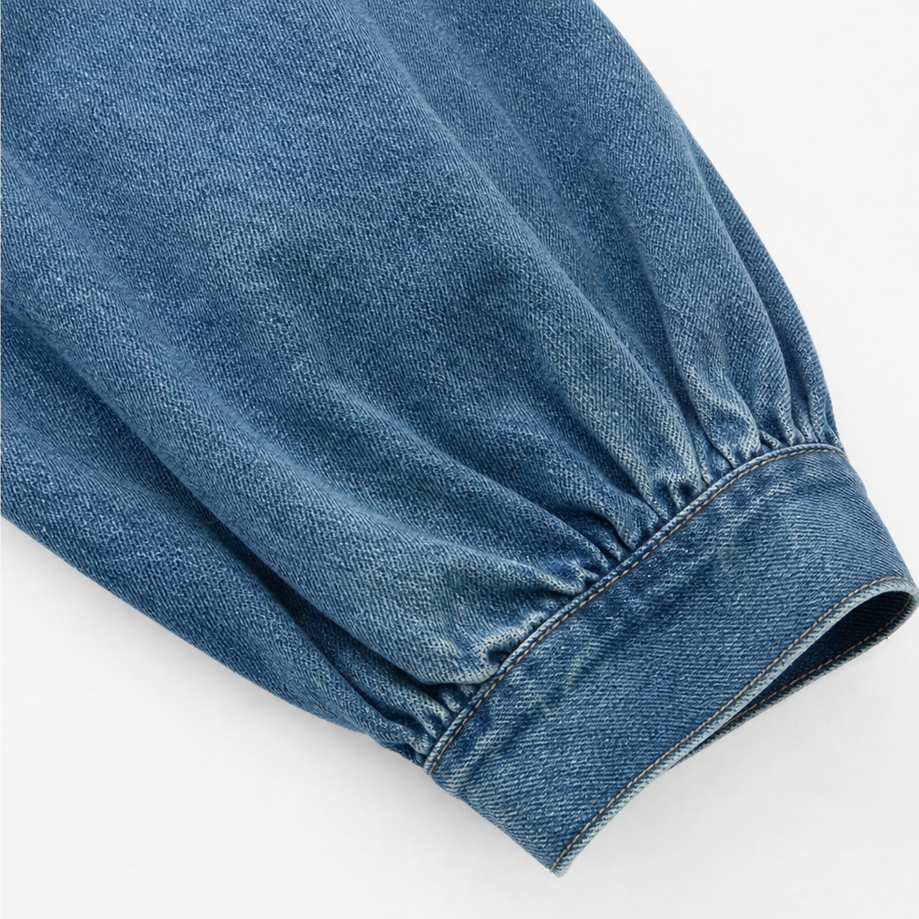 Maxikleid Damen blau weit mit Knopfleiste und langen Ärmeln - 9 - Atelier-Zofia