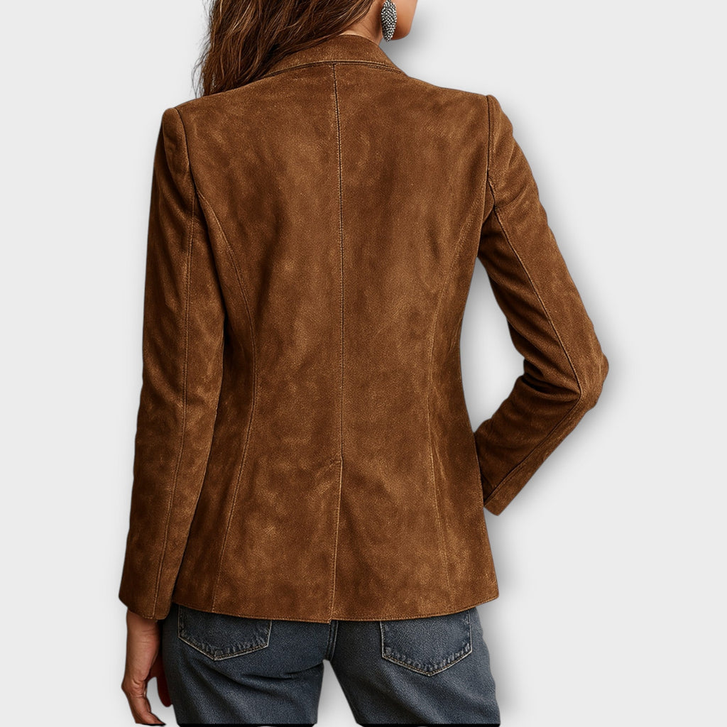 Blazer Damen braun tailliert mit praktischen Taschen - 3 - Atelier-Zofia