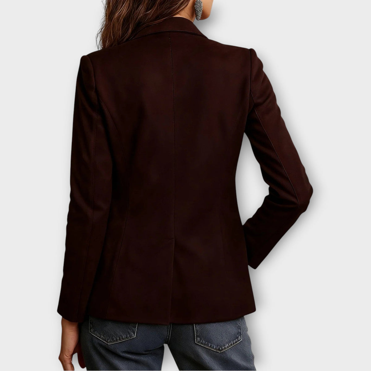 Blazer Damen braun tailliert mit praktischen Taschen - 5 - Atelier-Zofia