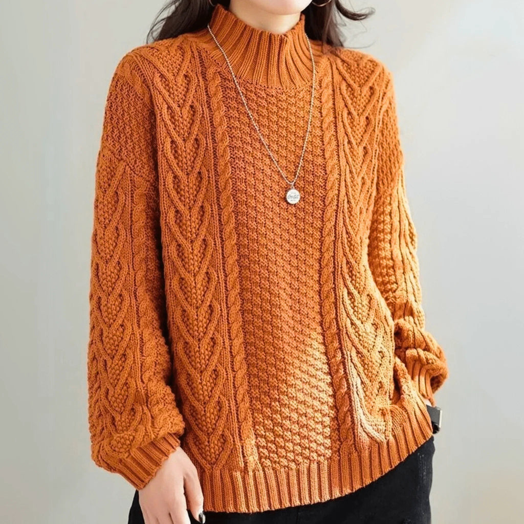 Pullover Damen schwarz lässiger Schnitt mit Stehkragen - 1 - Atelier-Zofia