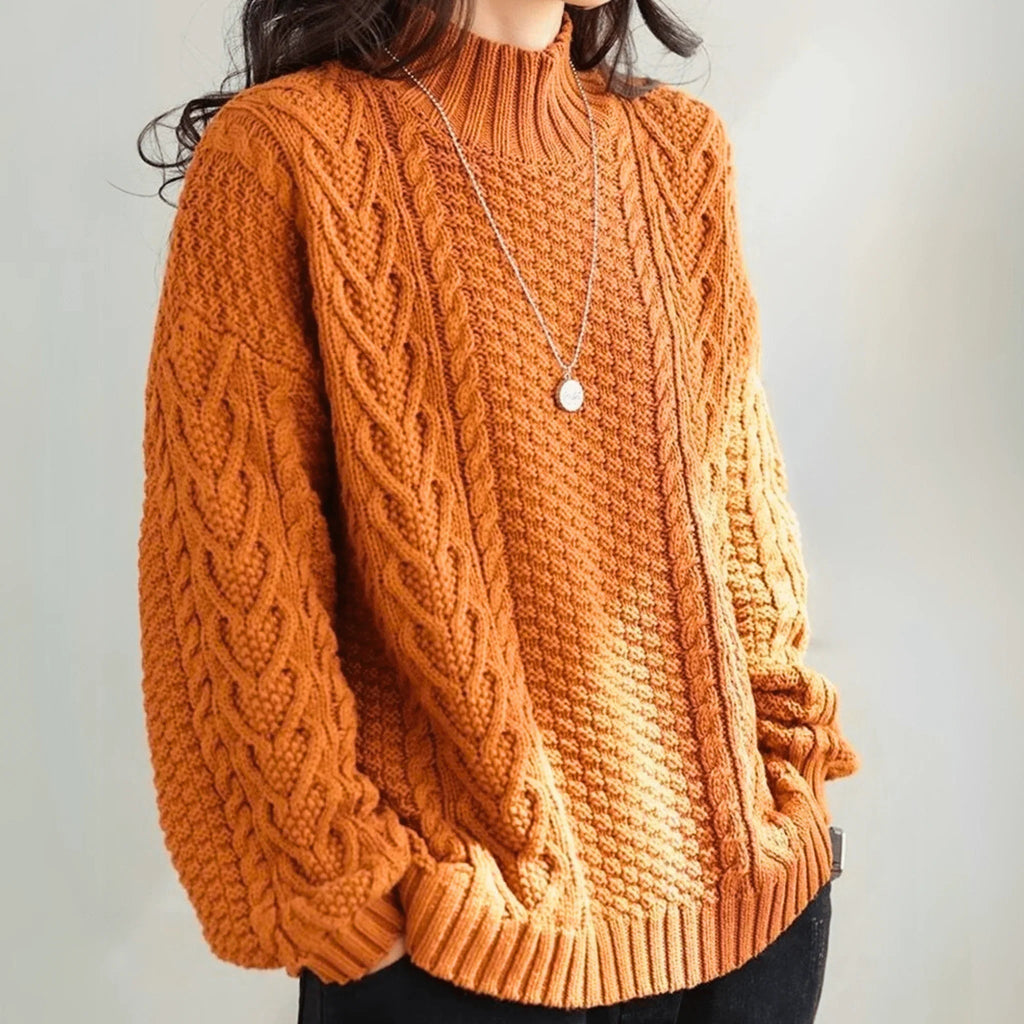 Pullover Damen schwarz lässiger Schnitt mit Stehkragen - 4 - Atelier-Zofia