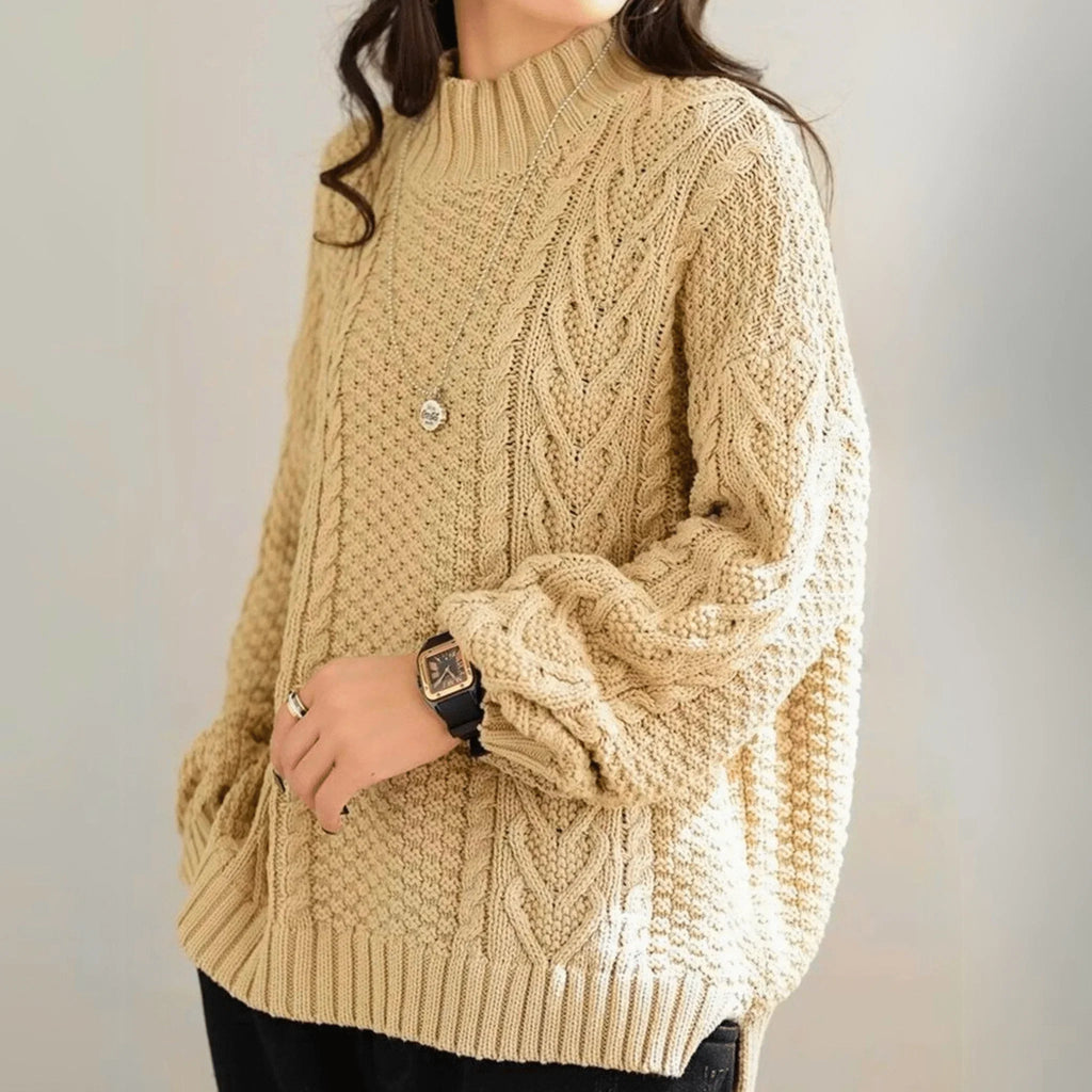 Pullover Damen schwarz lässiger Schnitt mit Stehkragen - 6 - Atelier-Zofia