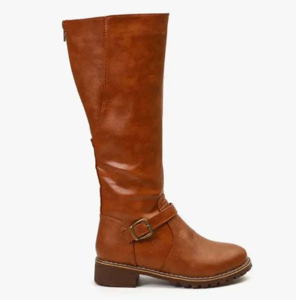 Stiefel Damen braun mit verstellbaren Schnallen und Blockabsatz - 6 - Atelier-Zofia