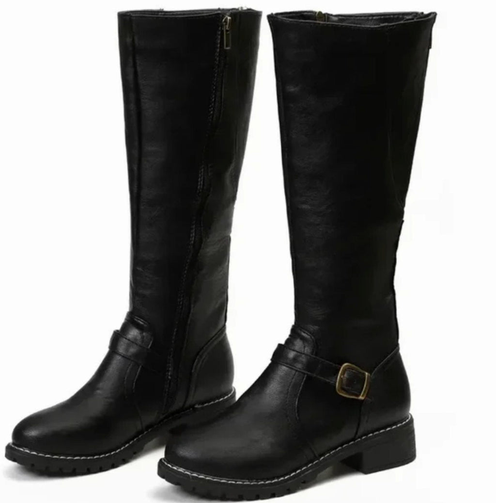 Stiefel Damen braun mit verstellbaren Schnallen und Blockabsatz - 8 - Atelier-Zofia