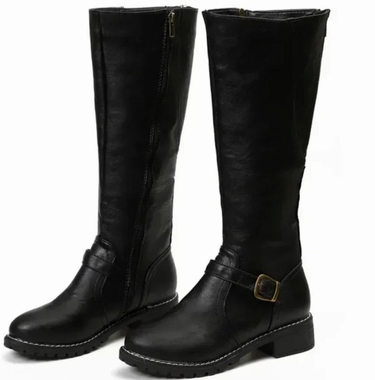 Stiefel Damen braun mit verstellbaren Schnallen und Blockabsatz - 8 - Atelier-Zofia