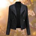 Damenjacke schwarz figurbetont mit Zipper und Schulterdetails - 1 - Atelier-Zofia