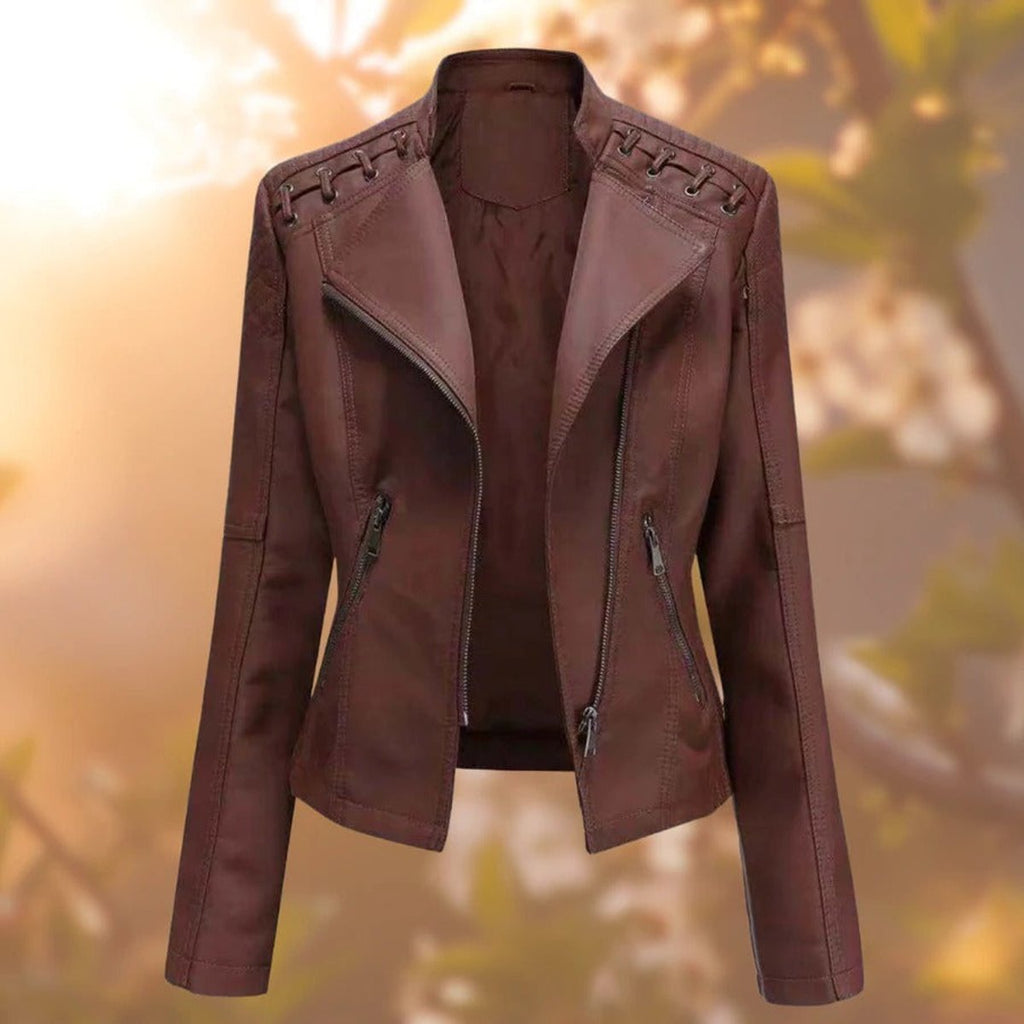 Damenjacke schwarz figurbetont mit Zipper und Schulterdetails - 2 - Atelier-Zofia