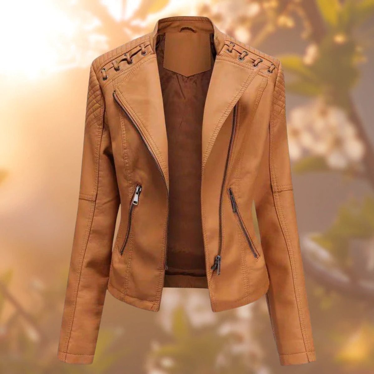 Damenjacke schwarz figurbetont mit Zipper und Schulterdetails - 3 - Atelier-Zofia