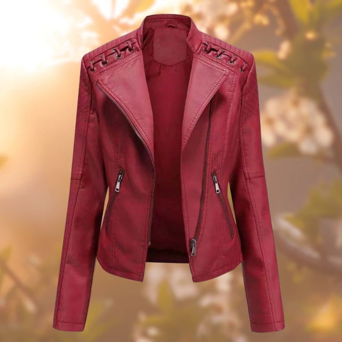 Damenjacke schwarz figurbetont mit Zipper und Schulterdetails - 4 - Atelier-Zofia