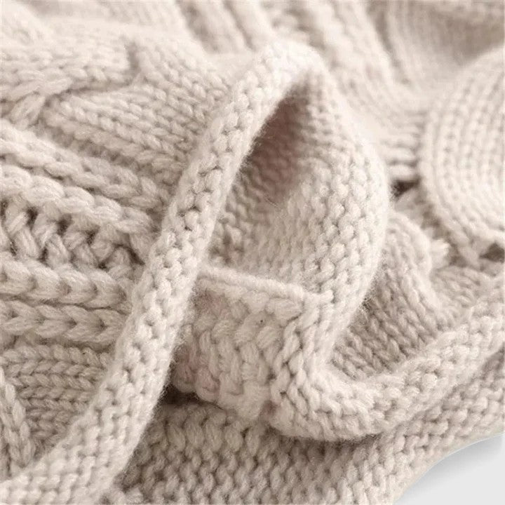 Pullover Damen blau lässig mit Stehkragen und Kabelstrick - 5 - Atelier-Zofia