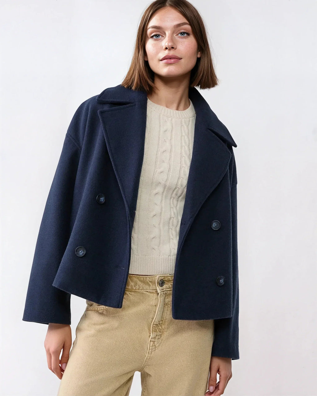 Jacket Damen schwarz tailliert mit Doppelreiher - 1 - Atelier-Zofia