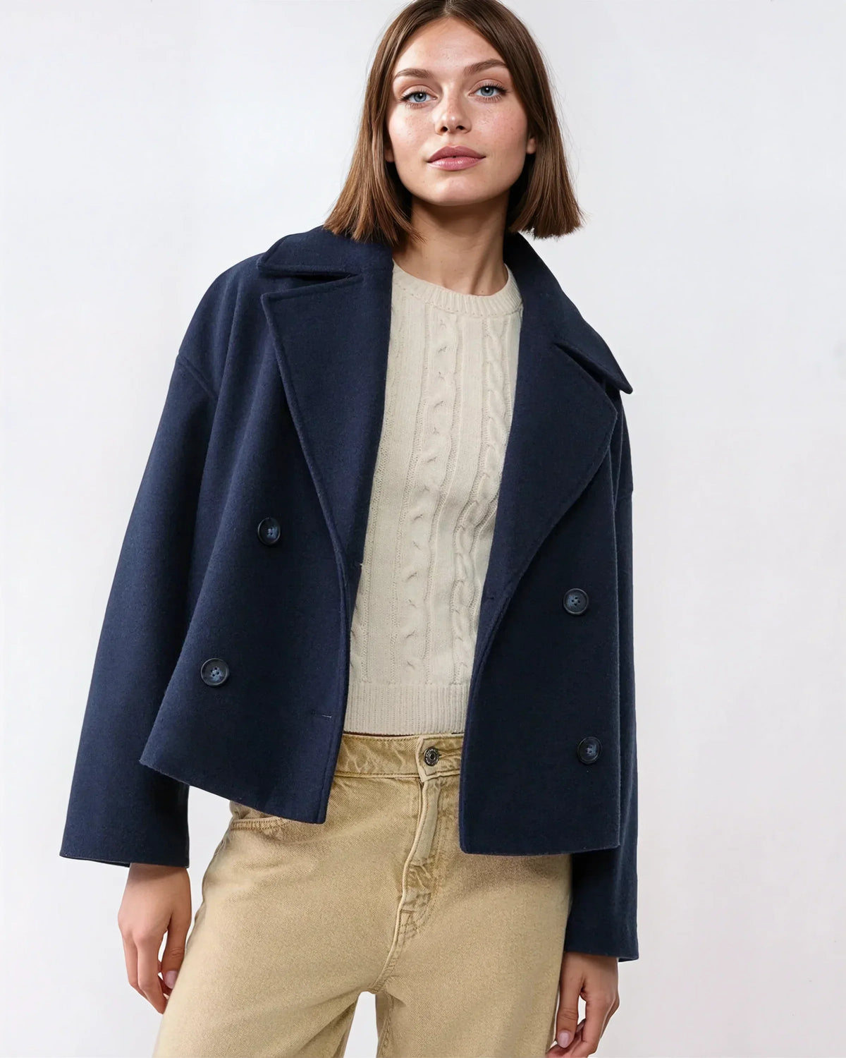Jacket Damen schwarz tailliert mit Doppelreiher - 1 - Atelier-Zofia