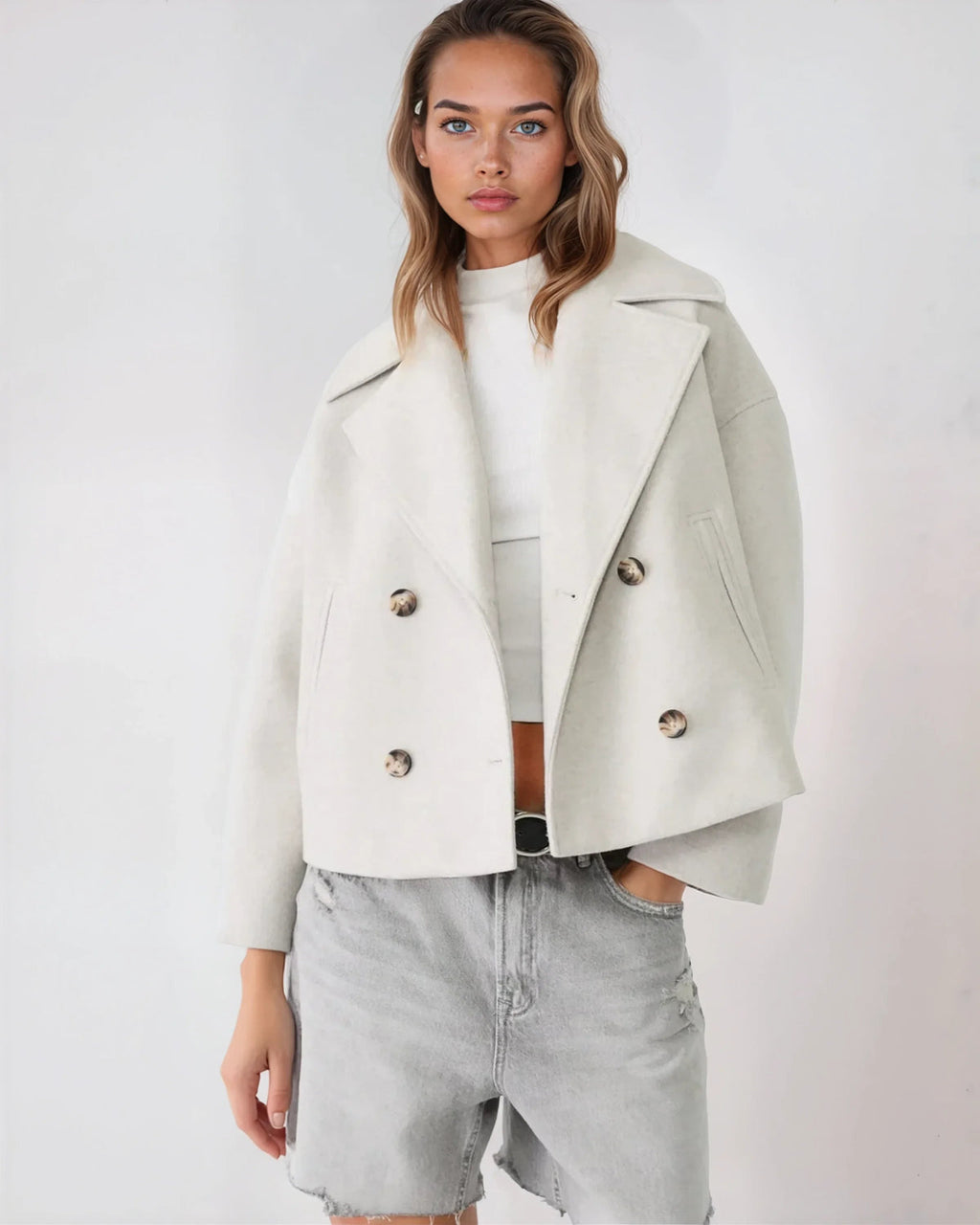Jacket Damen schwarz tailliert mit Doppelreiher - 6 - Atelier-Zofia