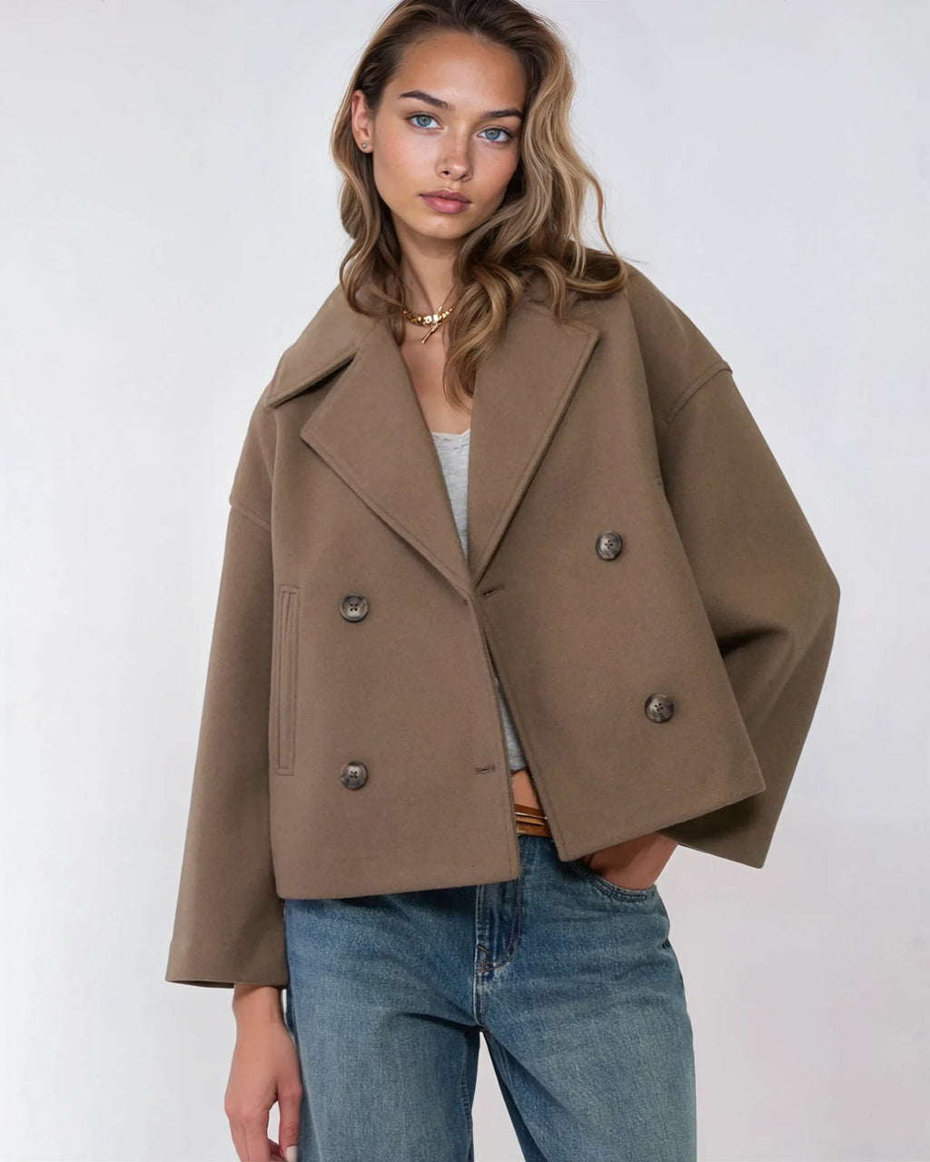 Jacket Damen schwarz tailliert mit Doppelreiher - 9 - Atelier-Zofia