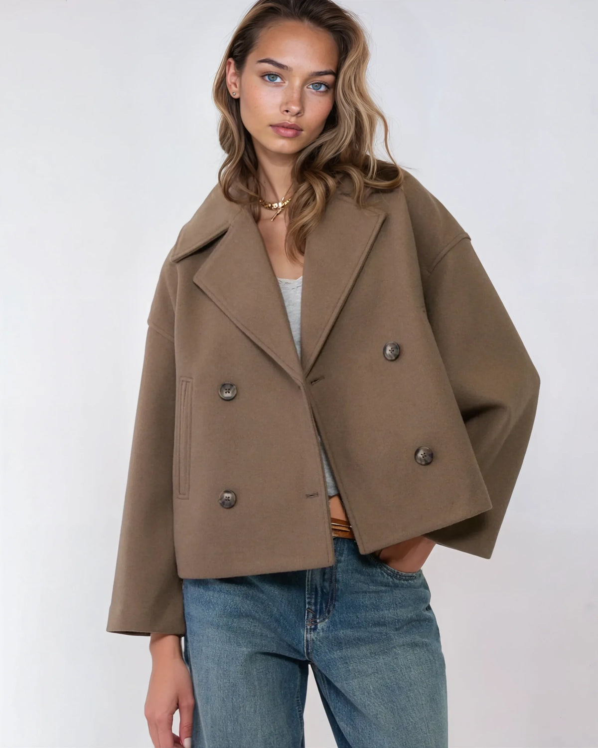 Jacket Damen schwarz tailliert mit Doppelreiher - 9 - Atelier-Zofia